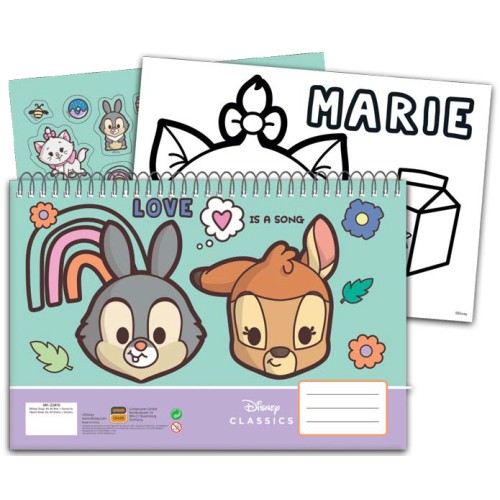 Disney Animals Love A/4 Spiral Sketchbook with 40 Sheets and Stickers