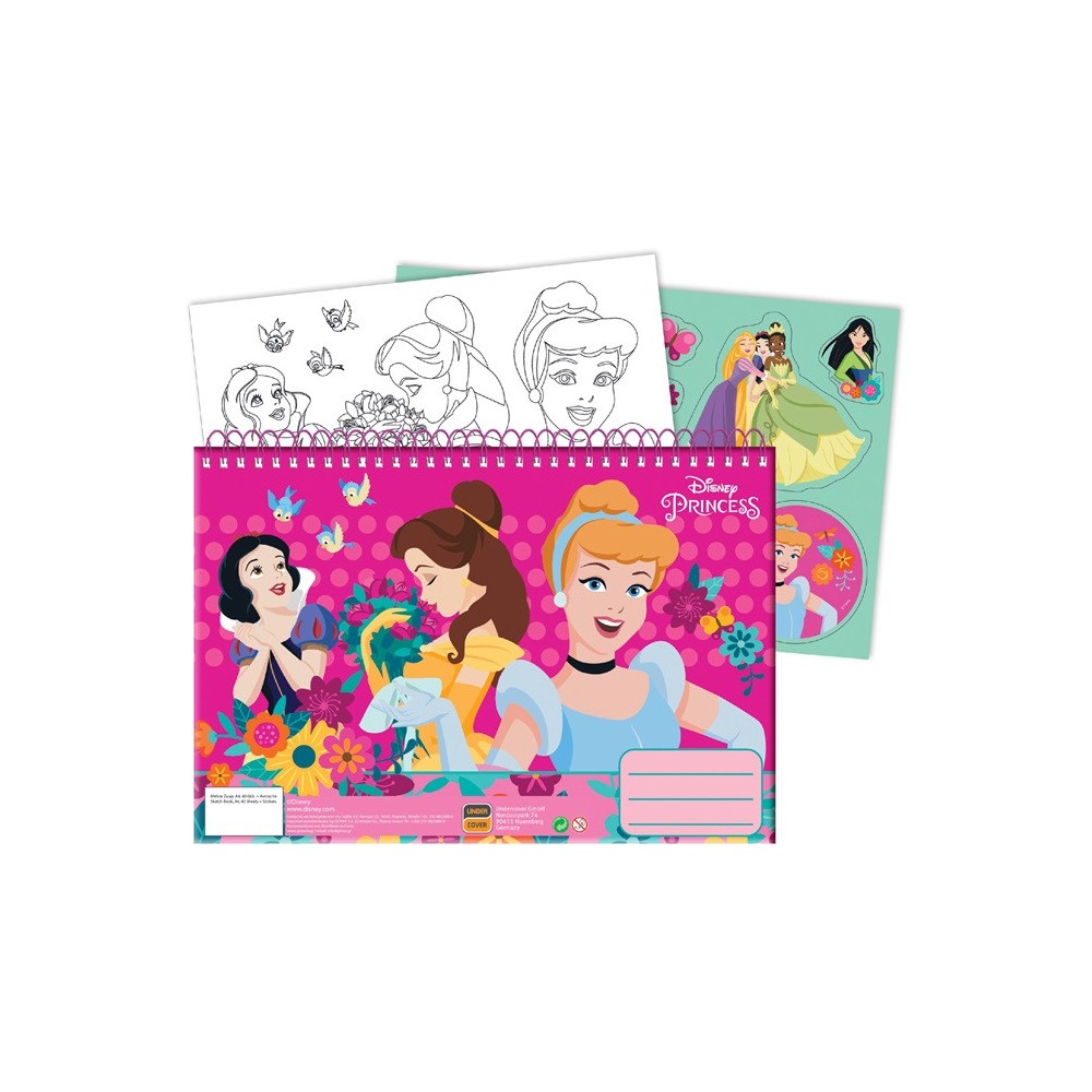 Disney Princess Spring A/4 spiral sketchbook with 40 sheets and stickers