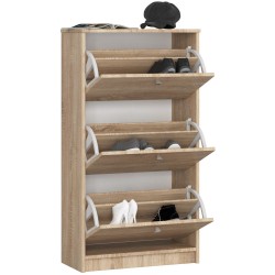SZAFKA NA BUTY 3 UCHYLNE DRZWICZKI 60 cm DĄB SONOMA