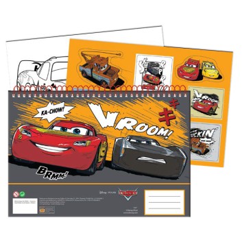 Disney Cars Vroom A/4 spiral sketchbook with 40 pages and stickers