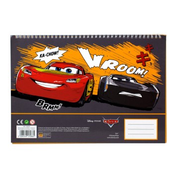 Disney Cars Vroom A/4 spiral sketchbook with 40 pages and stickers