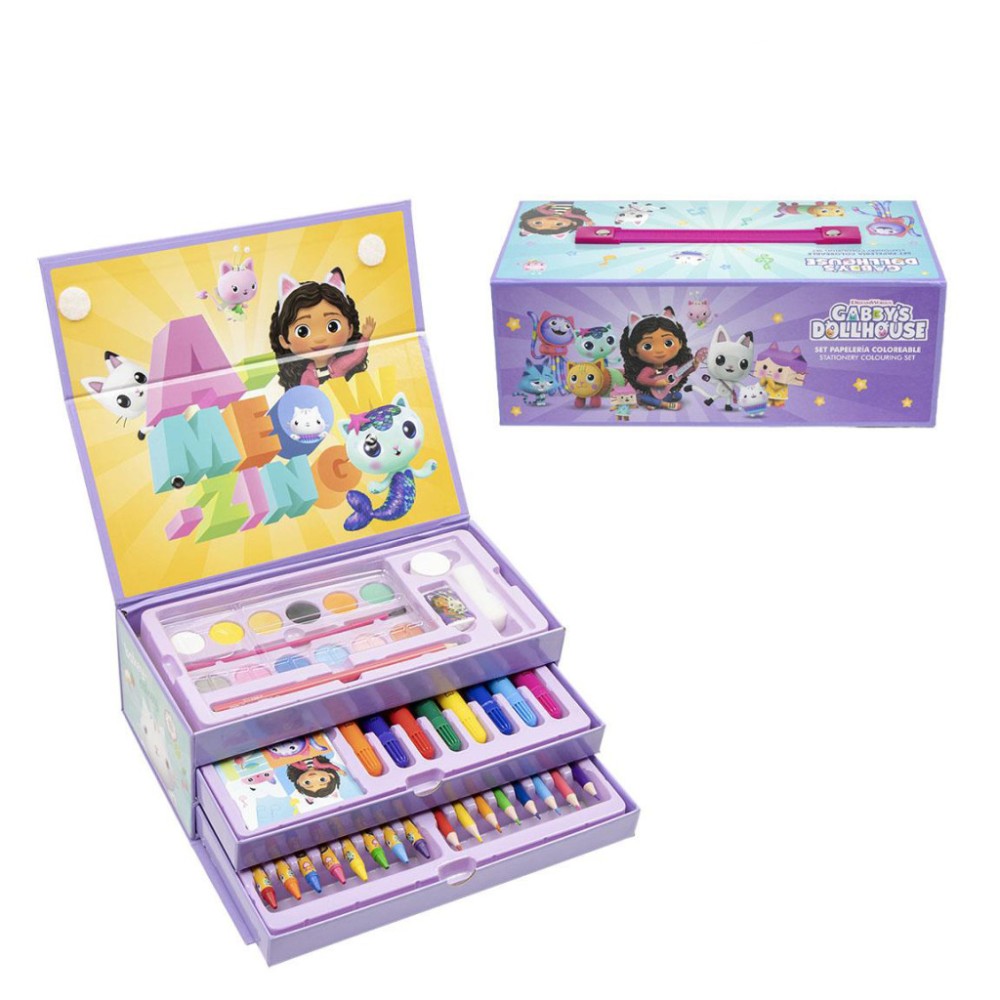 Gabby's Dollhouse stationery set in suitcase