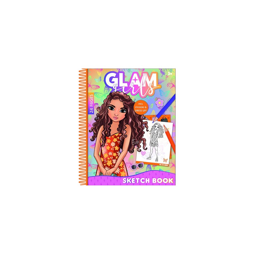 Girl Power Glam Girls Eva Spiral Sketchbook with 24 Sheets, with Sticker