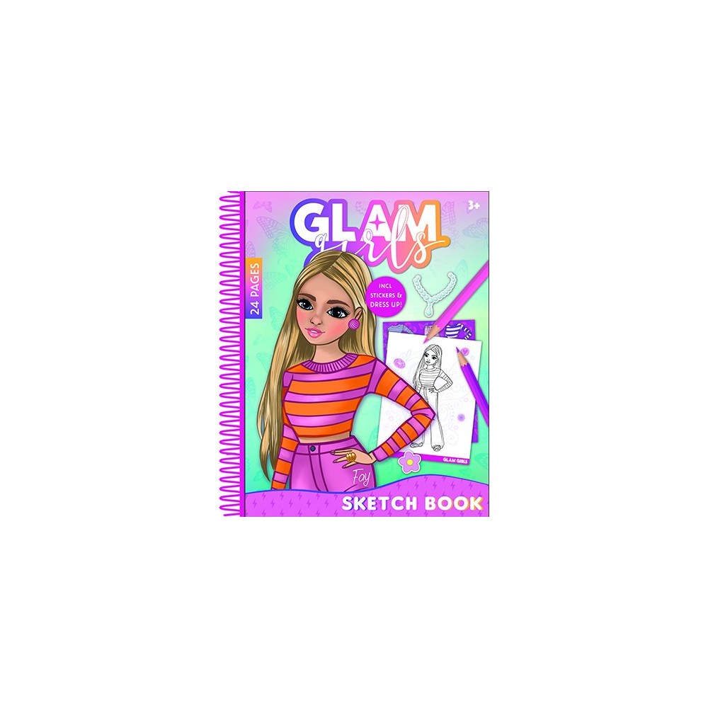 Girl Power Glam Girls Fay Spiral Sketchbook with 24 Sheets and Stickers