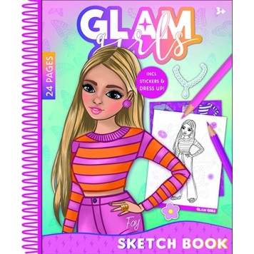 Girl Power Glam Girls Fay Spiral Sketchbook with 24 Sheets and Stickers