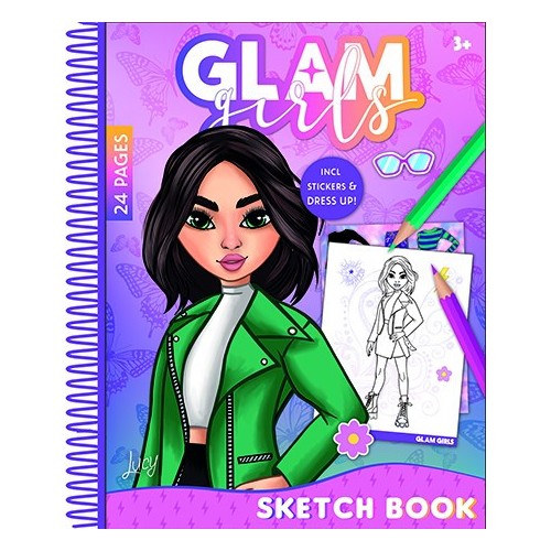 Girl Power Glam Girls Lucy Spiral Sketchbook with 24 Sheets and Stickers