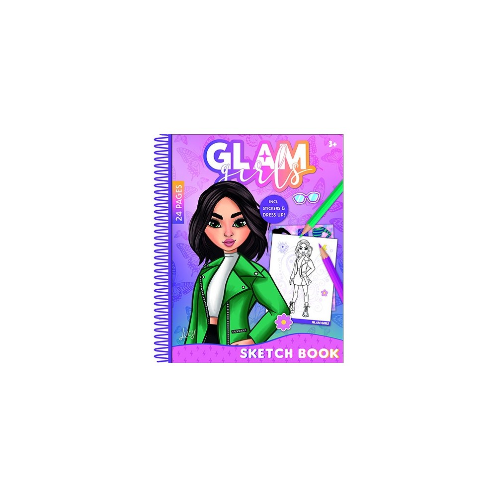 Girl Power Glam Girls Lucy Spiral Sketchbook with 24 Sheets and Stickers