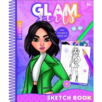 Girl Power Glam Girls Lucy Spiral Sketchbook with 24 Sheets and Stickers