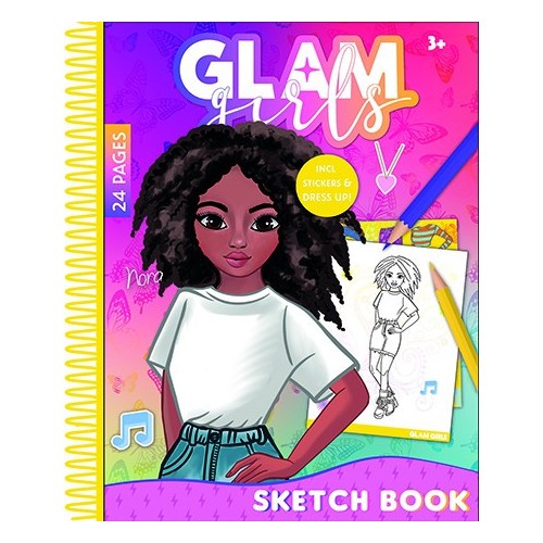 Girl Power Glam Girls Nora spiral sketchbook with 24 sheets and stickers