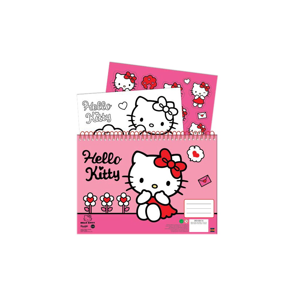 Hello Kitty Sweetheart A/4 spiral sketchbook with 40 sheets and stickers