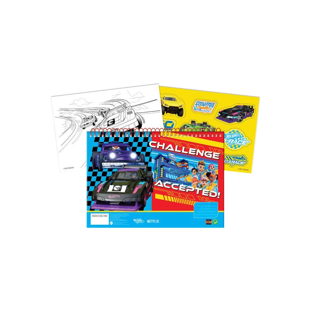 Hot Wheels Challenge A/4 spiral sketchbook with 40 sheets and stickers