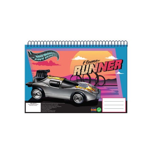 Hot Wheels Flame Runner A4 spiral sketchbook, 30 sheets