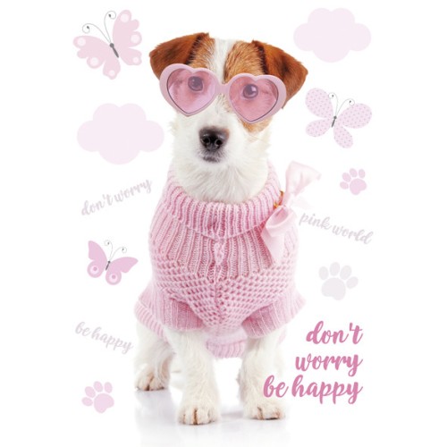 Dog Pink World A/4 elastic folder