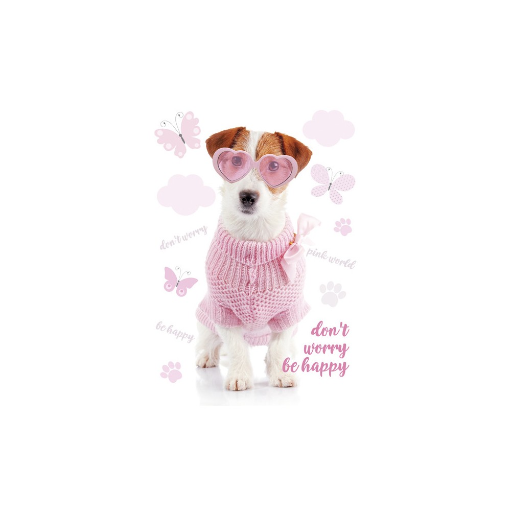 Dog Pink World A/4 elastic folder