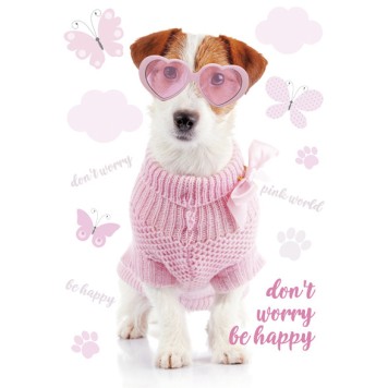 Dog Pink World A/4 elastic folder