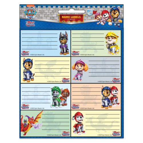 Paw Patrol Knights notebook label set of 16