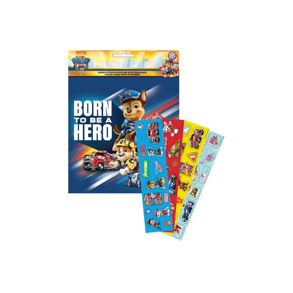 Paw Patrol Movie sticker album with 50 stickers