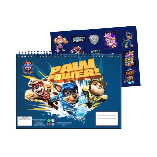 Paw Patrol Power Up A4 Spiral Sketchpad with Stickers, 40 Sheets