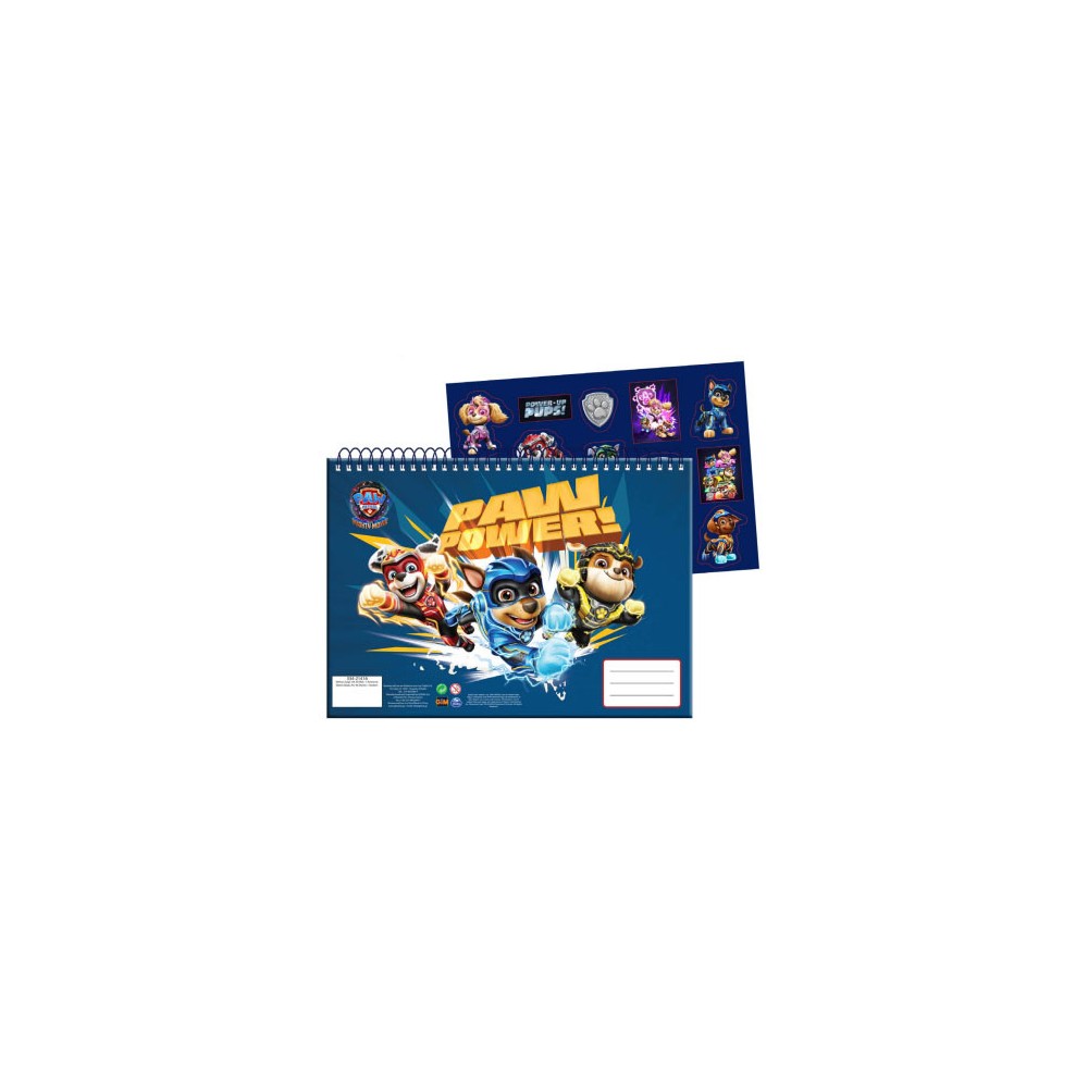 Paw Patrol Power Up A4 Spiral Sketchpad with Stickers, 40 Sheets