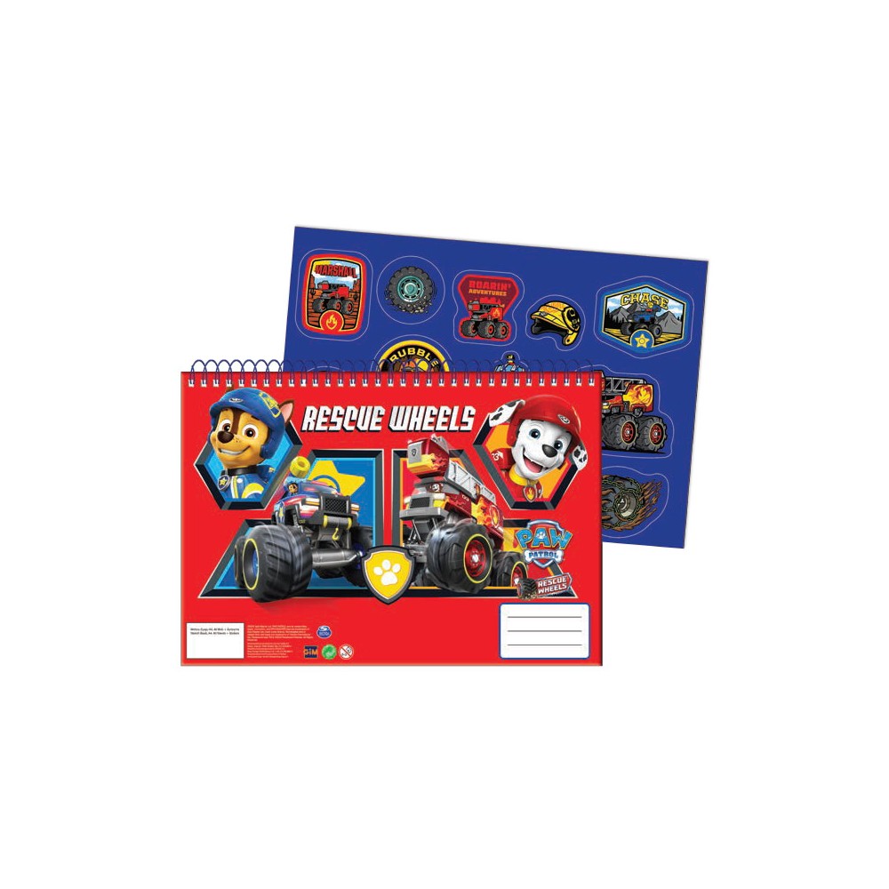 Paw Patrol Rescue Wheels A/4 spiral sketchbook 40 sheets with sticker