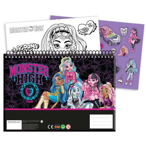 Monster High Crew A/4 spiral sketchbook with 40 pages and stickers