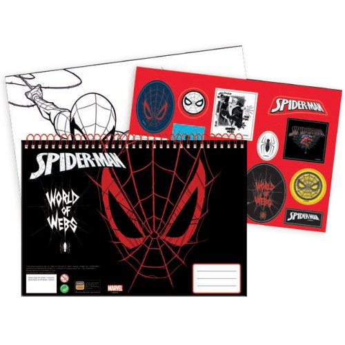 Spiderman World of Webs A/4 spiral sketchbook with 40 sheets and stickers