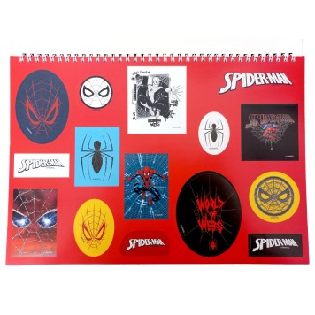 Spiderman World of Webs A/4 spiral sketchbook with 40 sheets and stickers