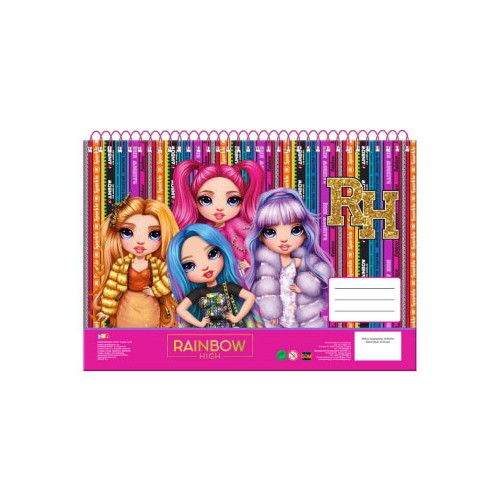 Rainbow High School A/4 spiral sketchbook, 30 sheets