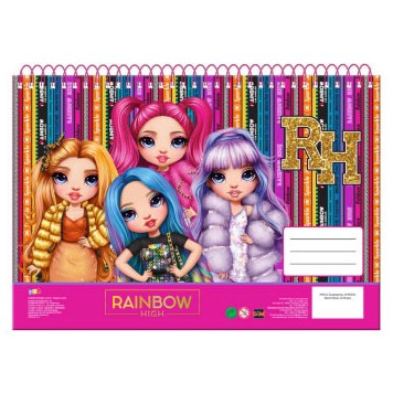 Rainbow High School A/4 spiral sketchbook, 30 sheets