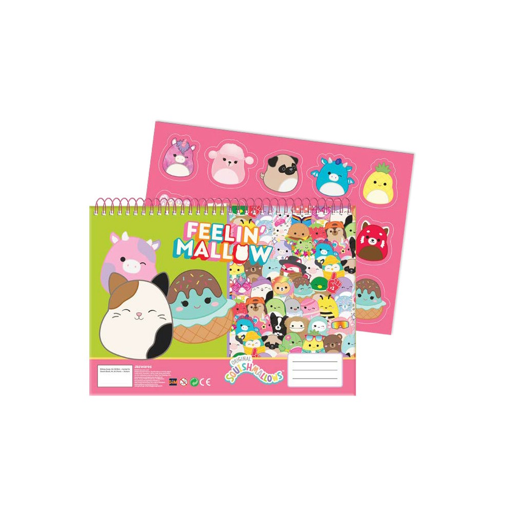 Squishmallows Feelin' A/4 spiral sketchbook with 40 sheets and sticker
