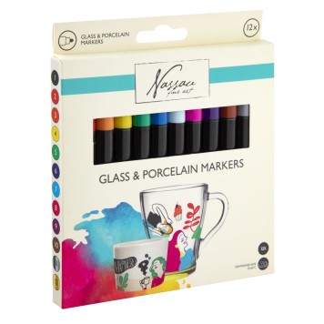 Colour Nassau  glass and porcelain marker pens set of 12
