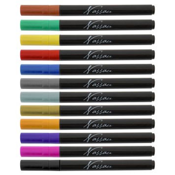 Colour Nassau  glass and porcelain marker pens set of 12