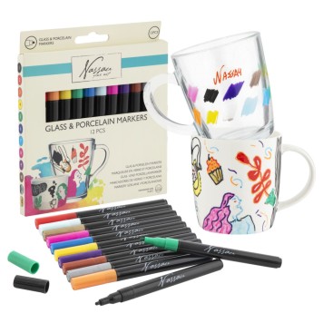Colour Nassau  glass and porcelain marker pens set of 12