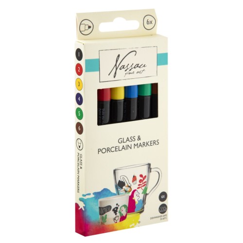 Colour Nassau  glass and porcelain painter felt-tip pen set of 6