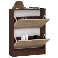 Szafka na buty 2 uchylne drzwiczki 60 cm - wenge-dąb sonoma