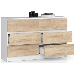 KOMODA K120 6SZ CLP BIAŁY / SONOMA