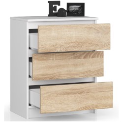 KOMODA K60 3SZ CLP BIAŁY / SONOMA