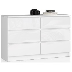 KOMODA K120 6SZ CLP BIAŁY POŁYSK