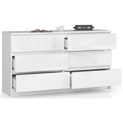 KOMODA K140 6SZ CLP BIAŁY POŁYSK