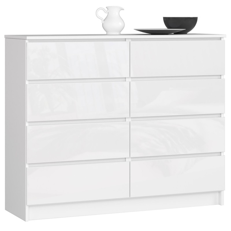 KOMODA K 120 cm 8 SZUFLAD AKRYL BIAŁA WYSOKI POŁYSK KOMODA K 120 cm 8 SZUFLAD AKRYL BIAŁA WYSOKI POŁYSK