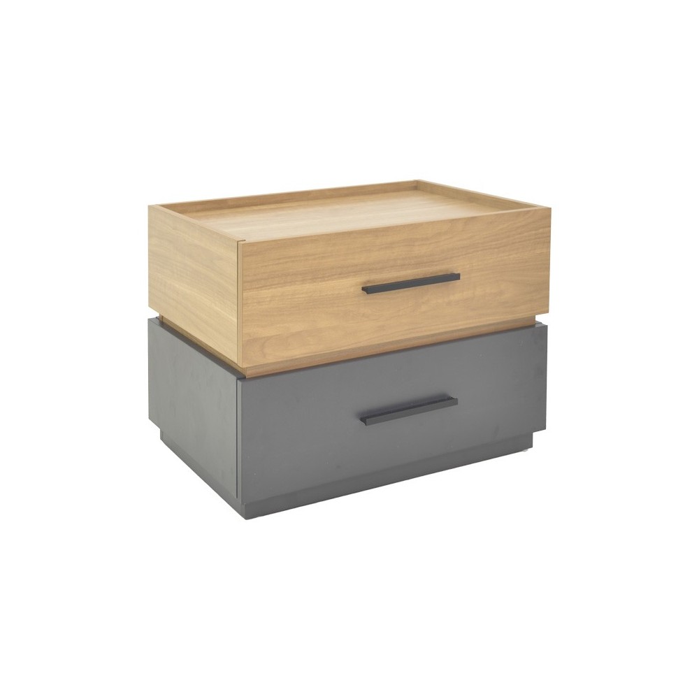 Table de chevet bois marron gris 2 tiroirs 60x40x44,5 cm
Table de chevet bois marron gris 2 tiroirs 60x40x44,5 cm
