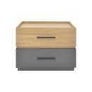 Table de chevet bois marron gris 2 tiroirs 60x40x44,5 cm
