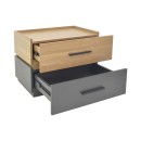Table de chevet bois marron gris 2 tiroirs 60x40x44,5 cm
