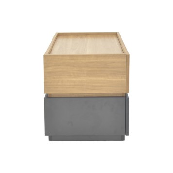 Table de chevet bois marron gris 2 tiroirs 60x40x44,5 cm
