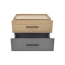 Table de chevet bois marron gris 2 tiroirs 60x40x44,5 cm
