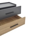 Table de chevet bois marron gris 2 tiroirs 60x40x44,5 cm
