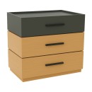 Table de chevet bois 3 tiroirs marron gris 60 x 40 x 66 cm

