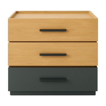 Table de chevet bois 3 tiroirs marron gris 60 x 40 x 66 cm
