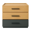 Table de chevet bois 3 tiroirs marron gris 60 x 40 x 66 cm
