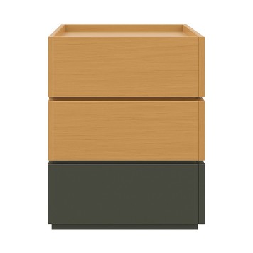 Table de chevet bois 3 tiroirs marron gris 60 x 40 x 66 cm
